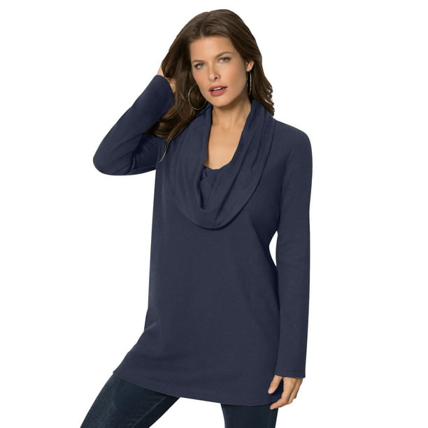 Just My Size Cowl-Neck French Terry Womens Tunic 